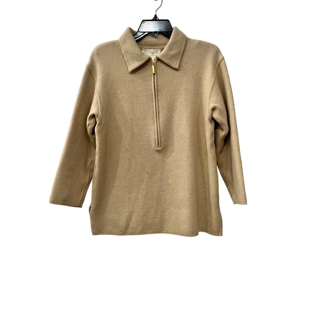 ESCADA MARGARETHA LEY Size 34 Wool Cashmere Silk Blend Half zip Sweater *Stains*